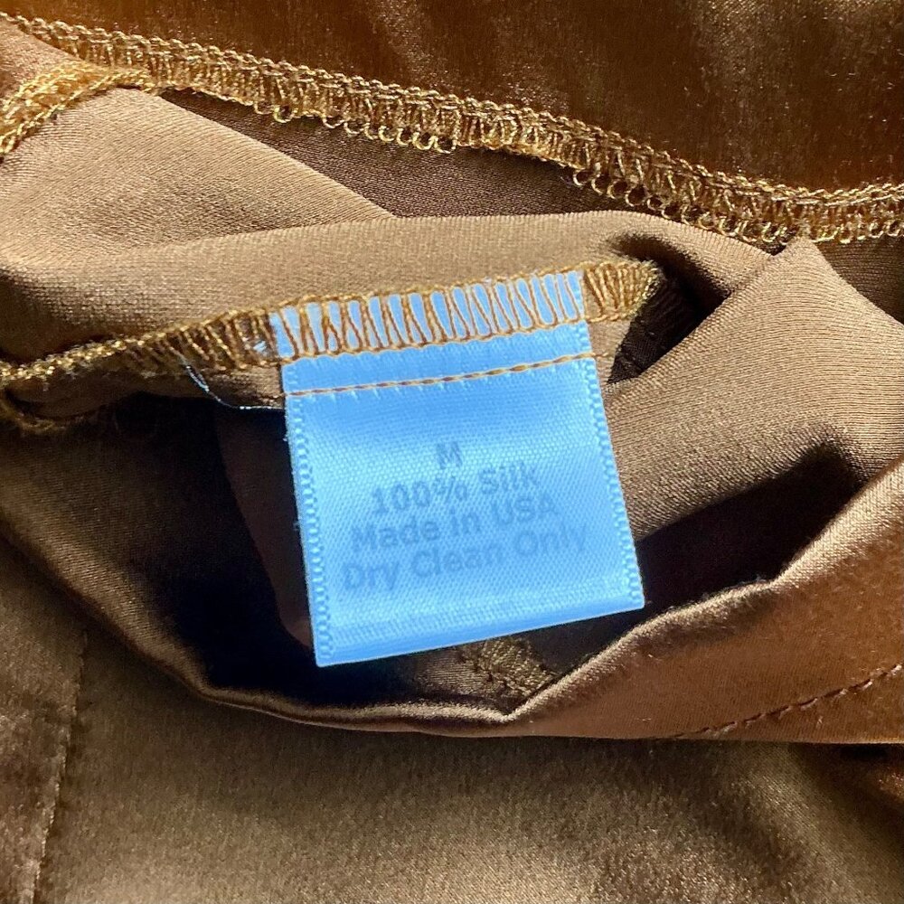 SOLD Nonchalant the Label Mel Crop in Brown Metallic Copper 100% Silk Crop - Picture 16 of 16